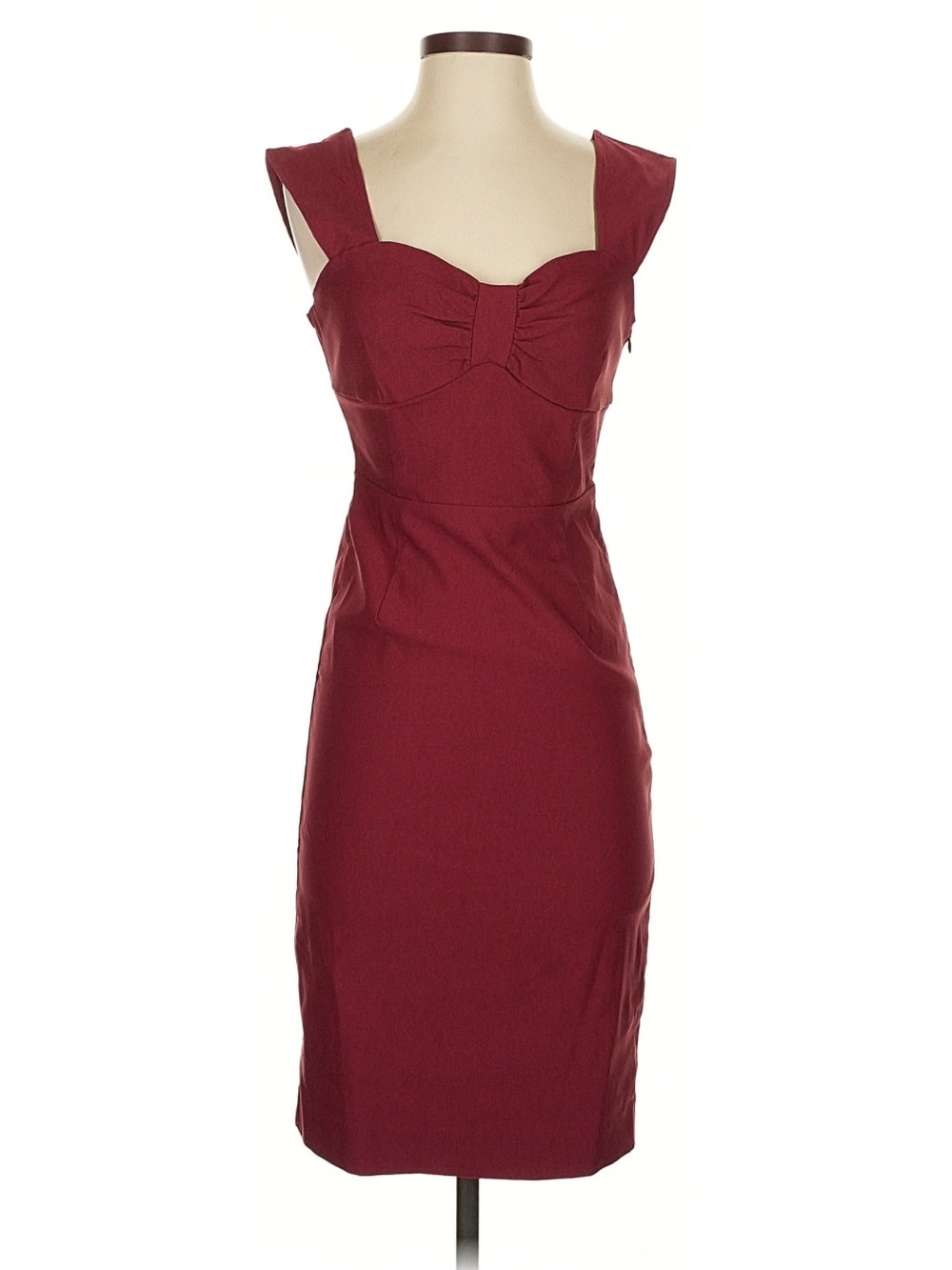 Pin Up Burgundy Sweet Heart Neckline Sheath Dress